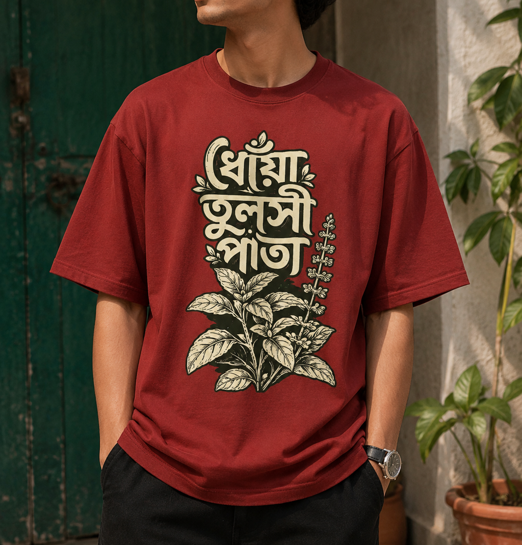 ধোয়া তুলসী পাতা - Unisex Oversized Classic T-Shirt